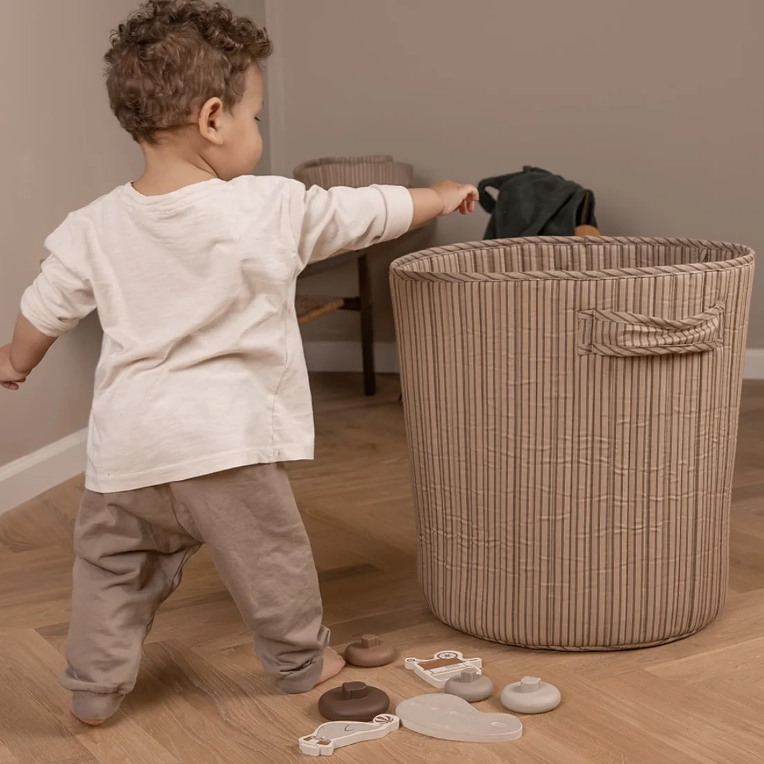 Washable Cotton Basket Small Size Desktop Sundries Rope Trash Basket Machine Washable Laundry Storage Basket With Handles