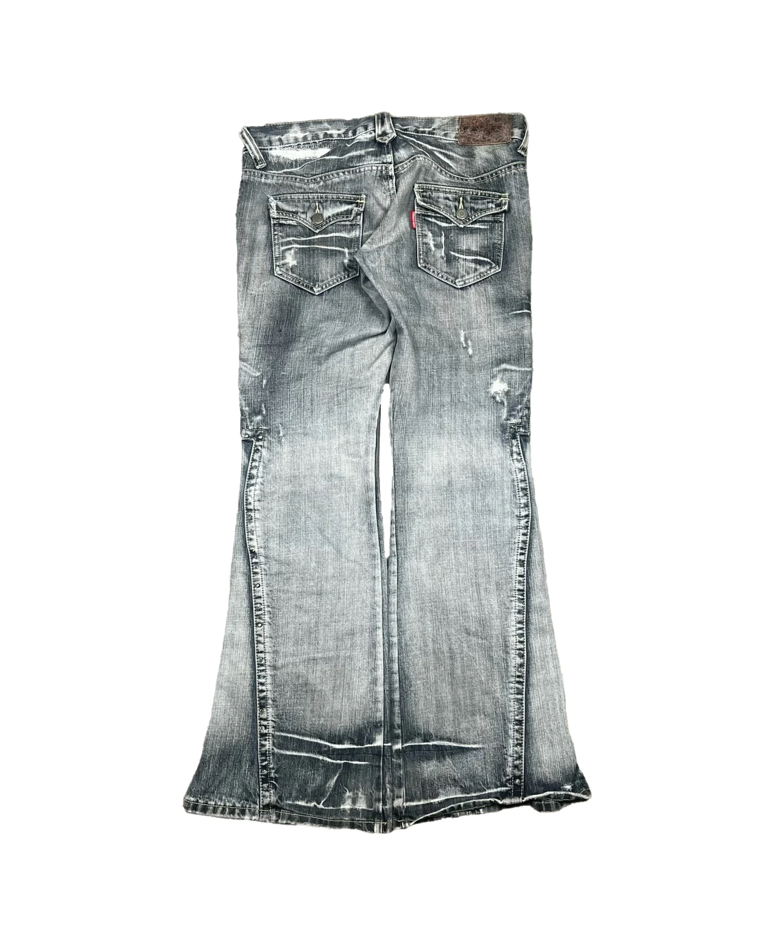 High Quality Paint Spatter Stacked Jeans For Women Vintage Durable Denim Fabric Semi Flare Stacked Pants