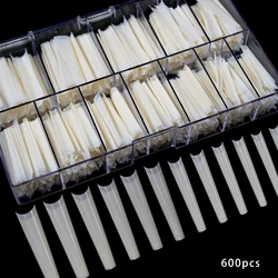 3XL Fake Nail Artificial Press On Long Denim Armor Piece Clear Half Cover False Nail Tip French Manicure Tool 600pcs