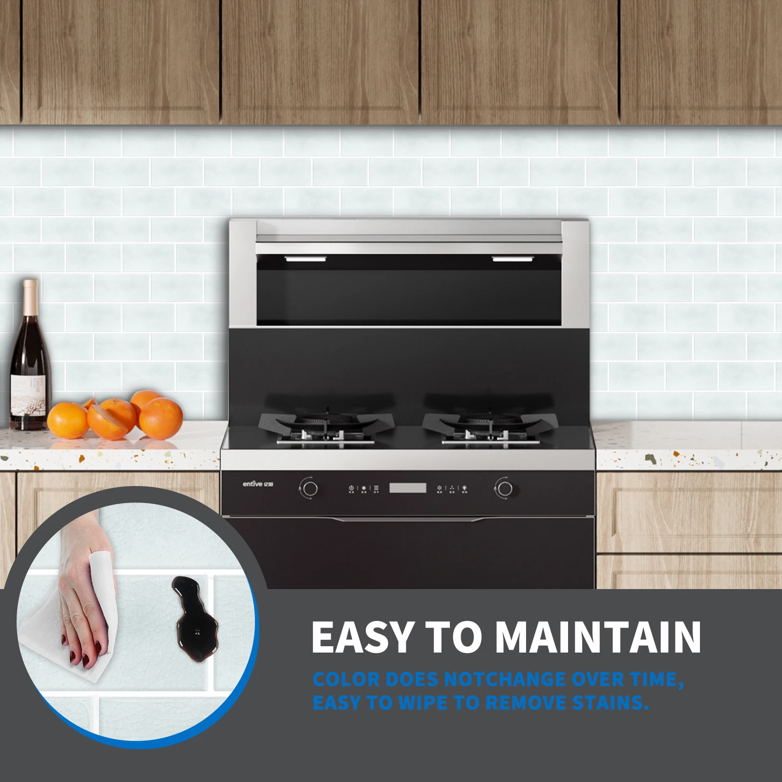 Eco-friendly 3D Subway Tile  Self-Adhesive Tiles Peel and Stick on Bathroom Kitchen