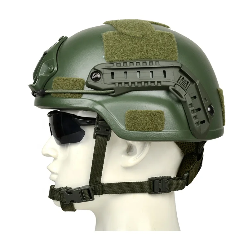 CNRSPE MICH tactical helmet UHMWPE full ear protection helmet NVG guide rail BOA dial hanging double-layer memory head pad green
