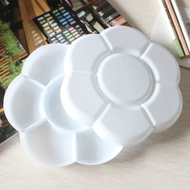 Multifunctional ceramic-like thickened watercolor painting plum blossom palette gouache Chinese painting pigment palette