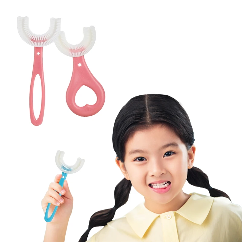 OEM детские приборы для ухода за полостью рта детская зубная щетка u-образной формы экологически чистая силиконовая детская зубная щетка