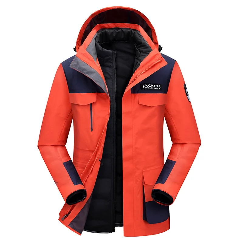 Autumn and winter down liner punching jacket outdoor three-in-one two-piece set of mountaineering cold clothing