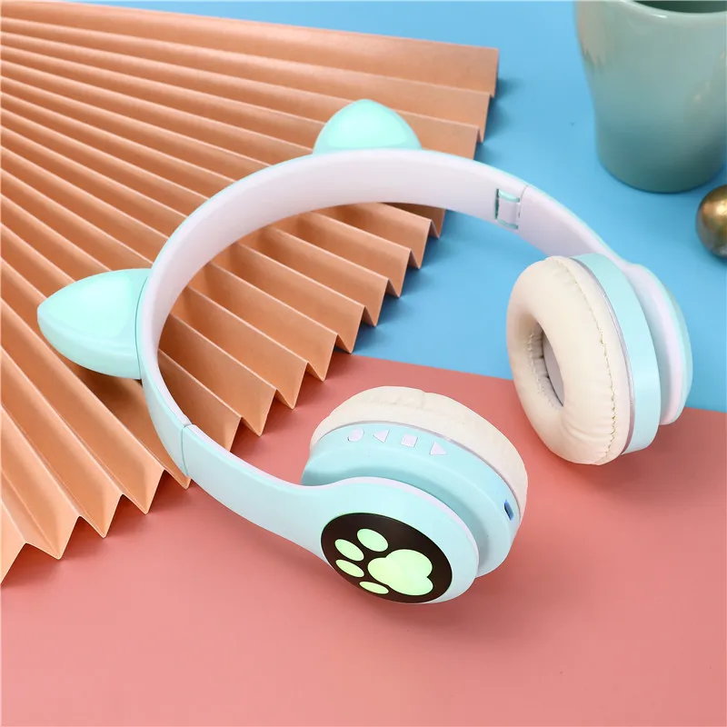 Linda оптовая продажа игровая гарнитура кошачье ухо Hi-Fi Стерео шумоподавление беспроводные Накладные наушники для девочек