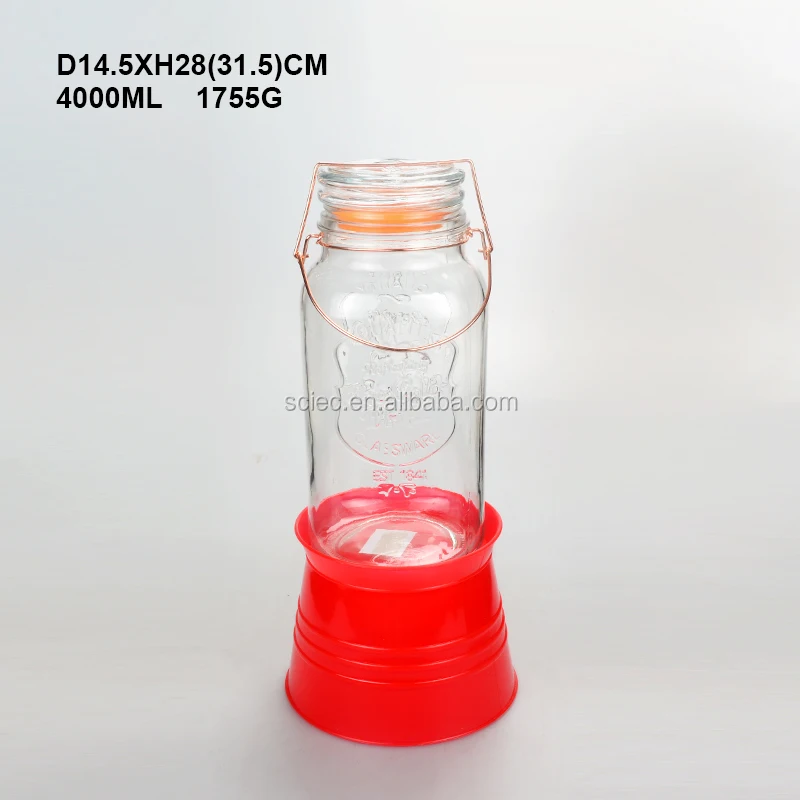 wholesale 1gallon 1.5gallon 2gallon large round Glass Mason Jar lemon Juice beverage dispenser bottle with clip wire glass  lid