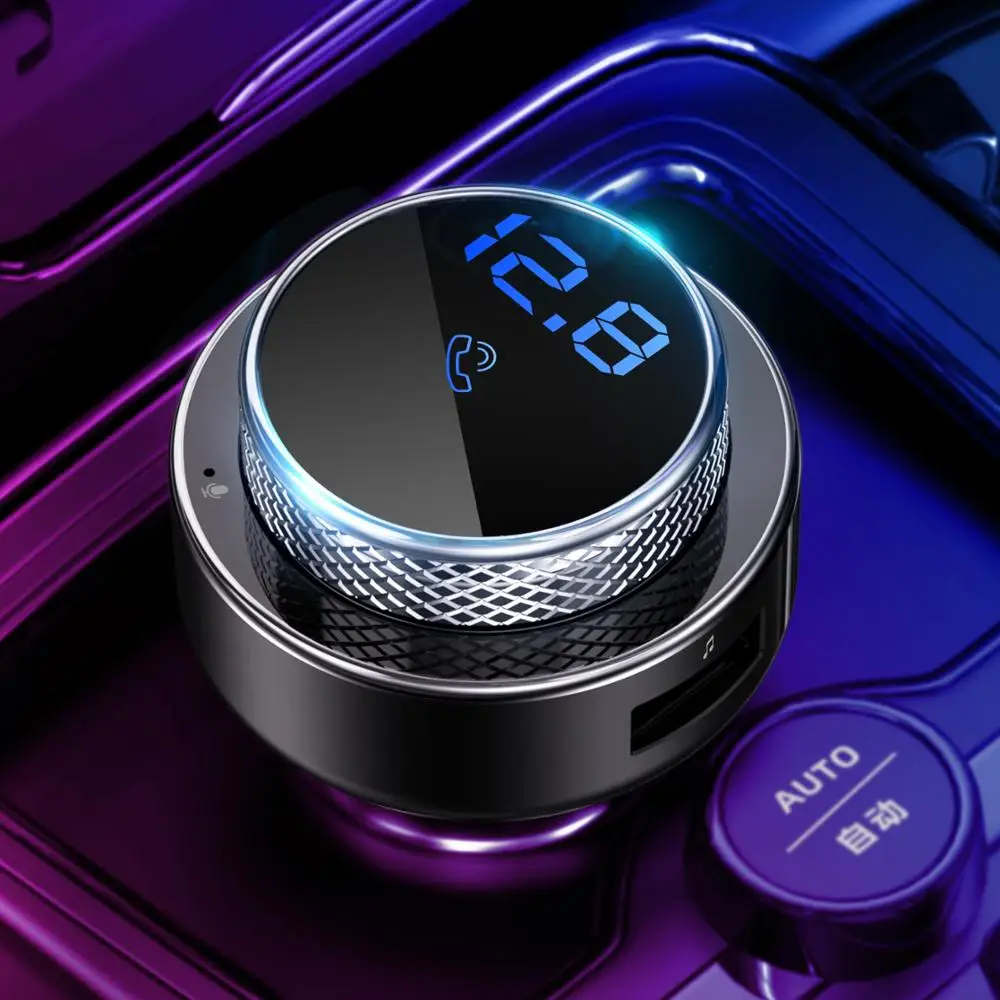 oem custom logo supported car fm modulator with bluetooth dual usb qc3.0 usb charger car mp3 player