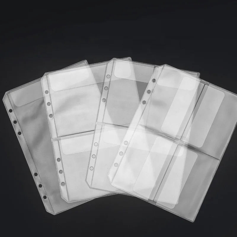 A5 6 Holes Transparent PP Matte Binder Sleeves Pouch,Loose Leaf Binder Pocket