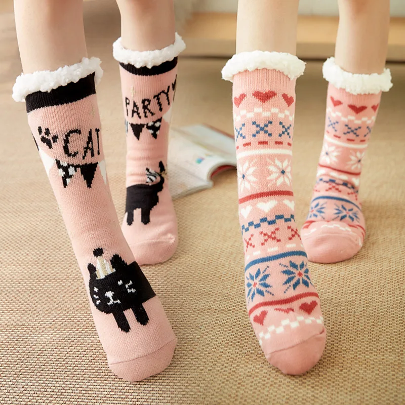 Fun Festive Merry Christmas Novelty Thick Crew Mid-Calf Christmas Socks Gift