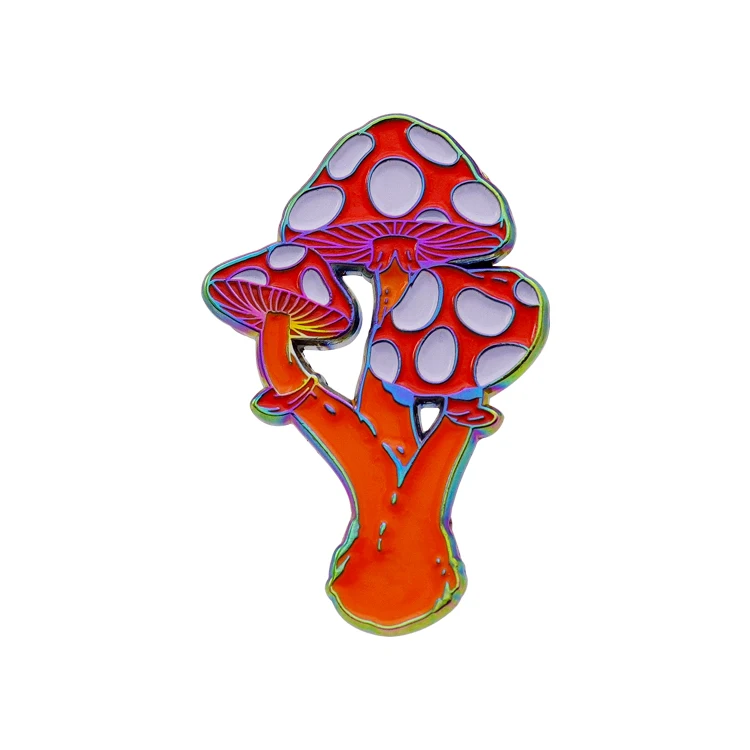 Manufacturer Design Custom Metal Badge Pin Die Casting Soft Enamel Mushrooms Logo Cute Badge Pin
