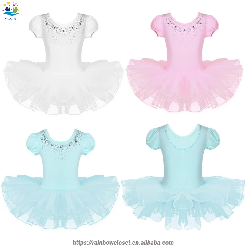 Hot sale kids professional ballet dress girls short sleeves Leotard danc stage ballet dress costume