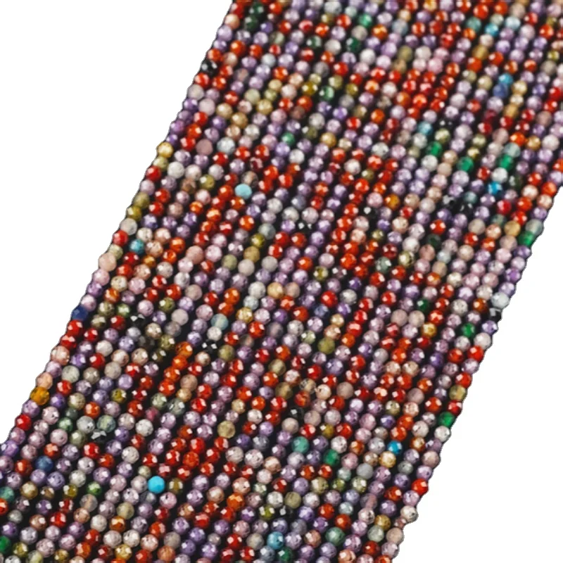 Natural glass zircon cut beads 2~4mm super flash faceted DIY hairpin tassel ancient hand string necklace material