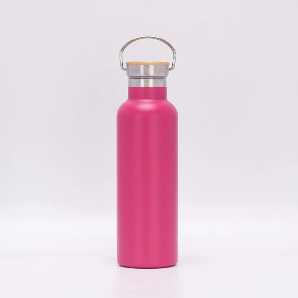 600ml 20oz Outdoor Thermal Double Wall Insulated Stainless Steel Vacuum Flask with Bamboo Lid