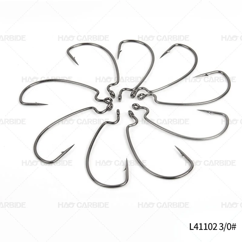 Extra Wide Gap EWG Hook Bait Holder Offset Worm Hook Black Nickel  L41101