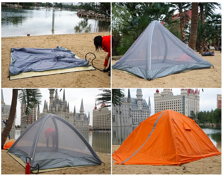 
3-4 person outdoor double layer Folding Breeze Easy Setup inflatable dome tent 