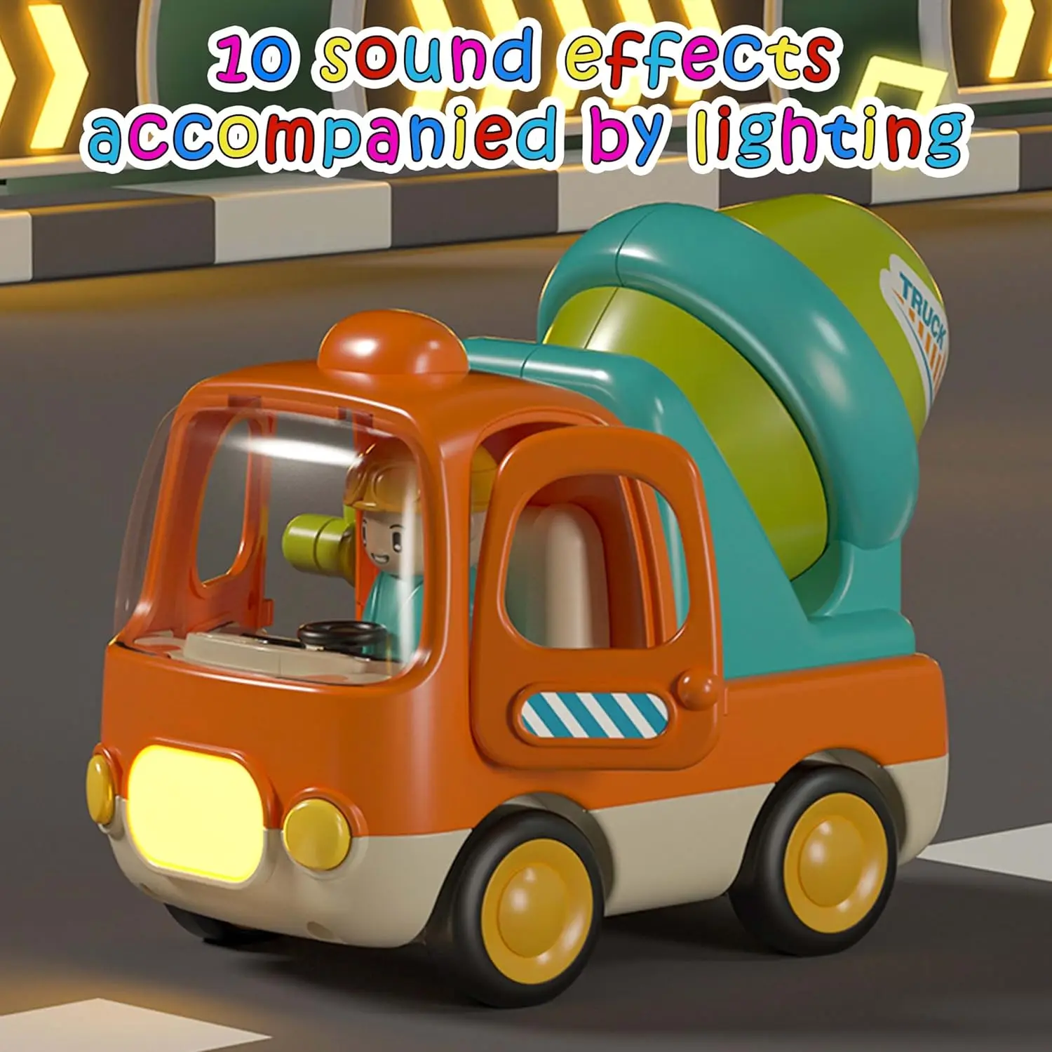 CPS Light-Up Construction Vehicles Toys Helicopter Shape Pull Back Car Toys for toddler with Music Sound