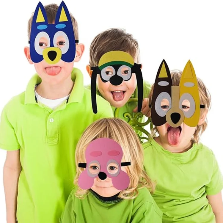 9 Packs Puppy Dogs Felt Mask for Kids Cartoon Theme Party Supplies Cosplay Decoration Gift for Children Boys Girls
