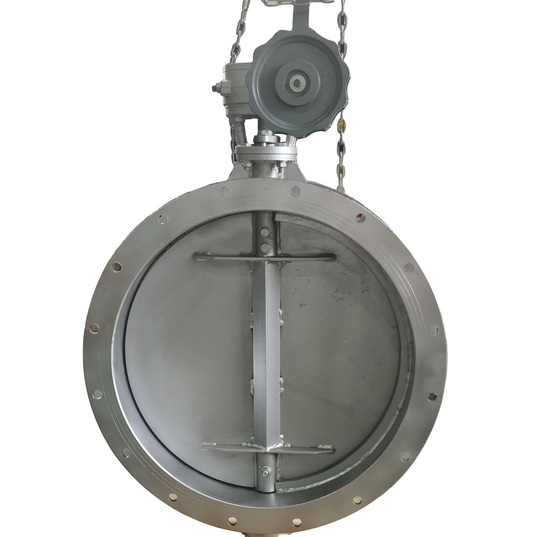 Double Flange Type DN600 Waste Gas Treatment Air Damper Manual Turbine Ventilated Butterfly Valve With SS304