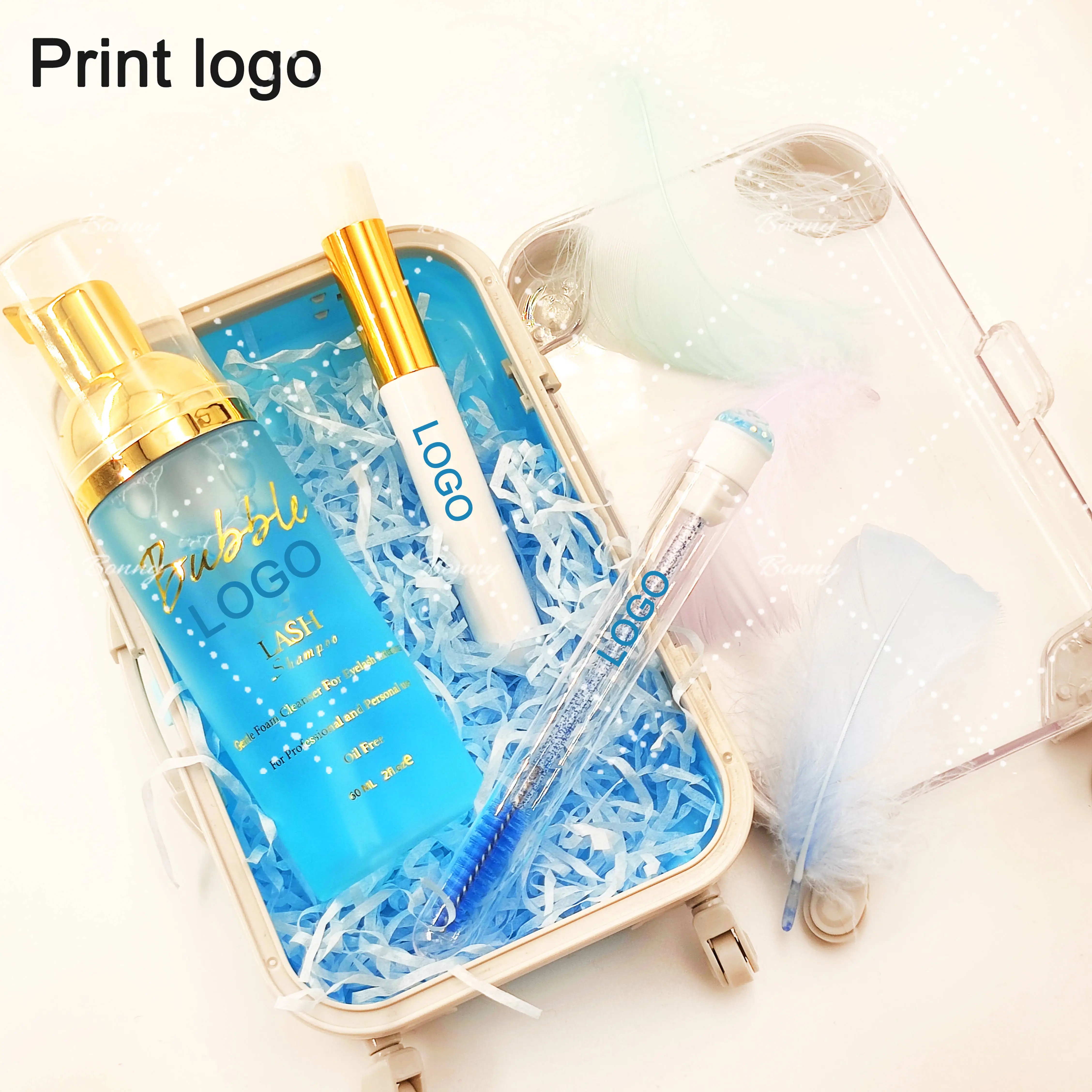 Oil & Tear Free Vegan Eyelash Extension Shampoo Safe Custom Private Logo Lash Bath With Eyelash Cleaner Brushes