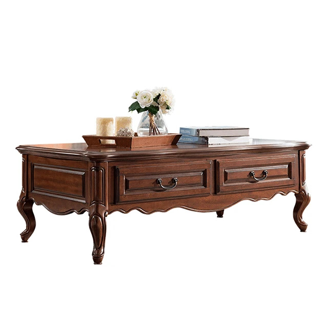 Classic American Antique Style Solid Wood Coffee Table Tea Table Living Room Furniture Storage Table P351