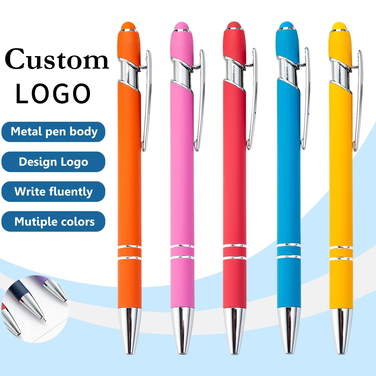 wholesale bulk promotional business pens with custom logo printed personalized touch ballpoint pen modern Metal marketing pens