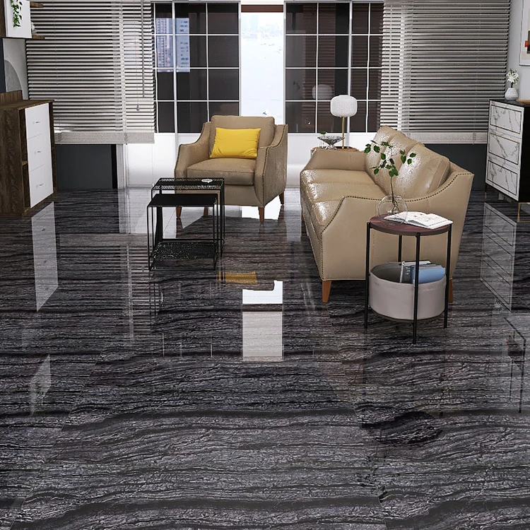 Interior House Porcelanato Full Body Marble The Ancient Black Porcelain Floor Tiles Bathroom 600x1200 Glazed Porcelain Tiles