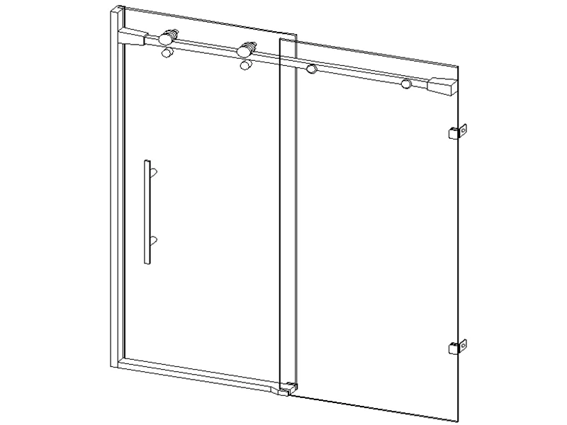 Раздвижная дверь для ванны и душа из закаленного стекла без рамы нержавеющей стали