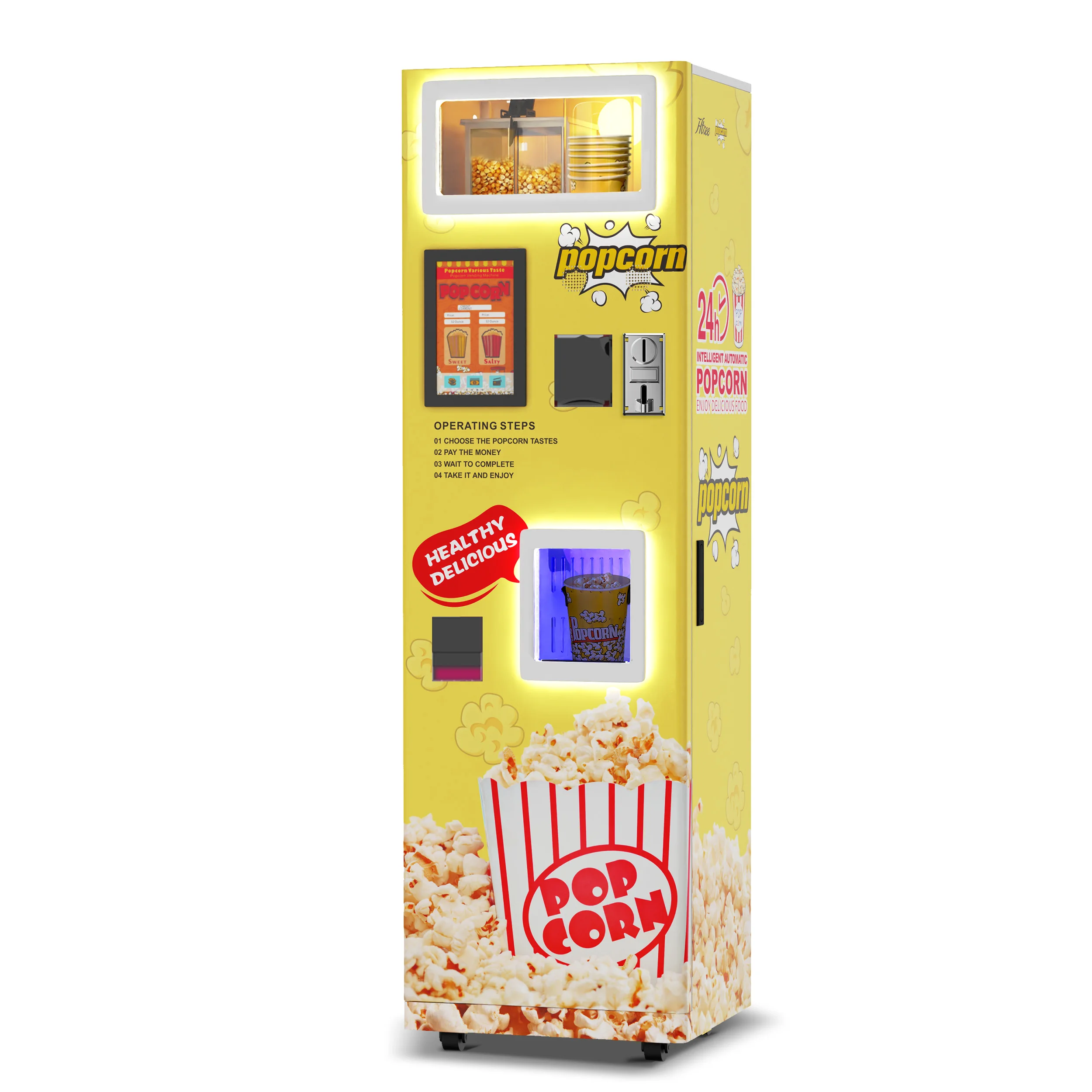 Self Small Popcorn Vending Machine Commercial For Business Popcorn Machine Mini Continuous Popcorn Production Machine With Cart