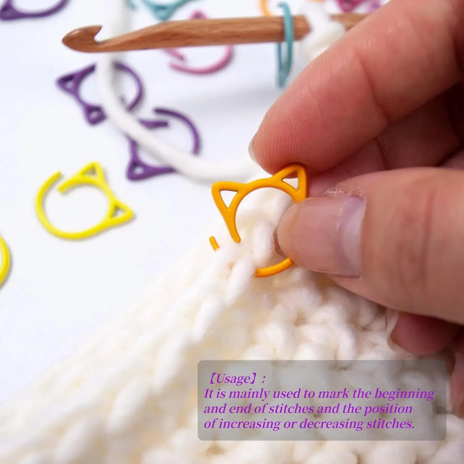 Metal Cats Shaped Crochet Knitting Stitch Markers Ring Locking Stitching Markers Rings for Crocheting Knitting Weaving Project