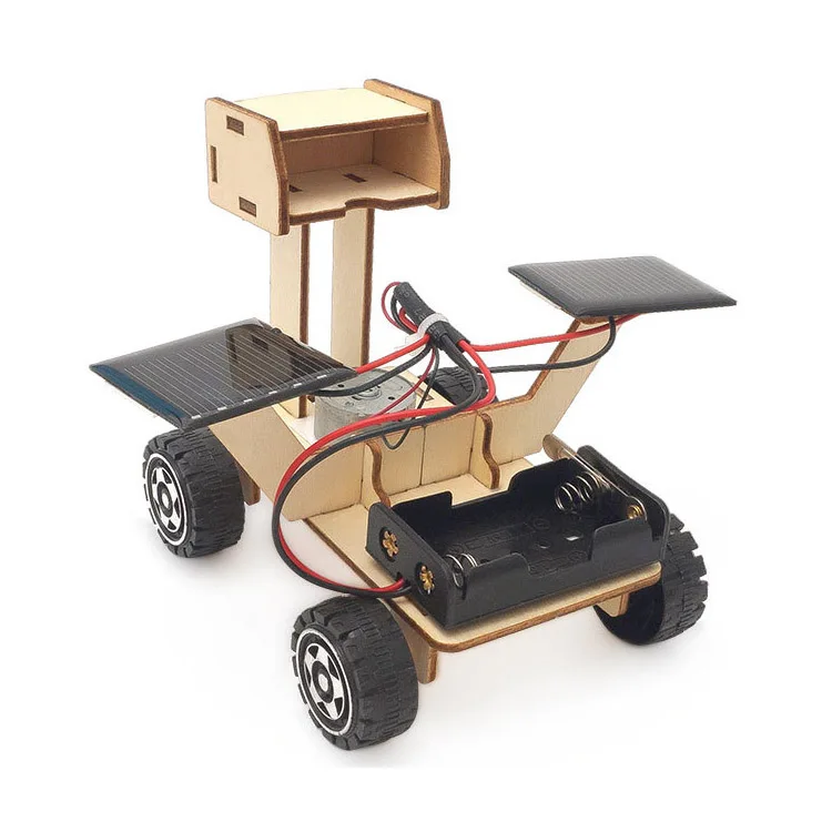 assembled solar sports car toy Stem  toys educational solar wooden electric panel system mini car solar powered car toy