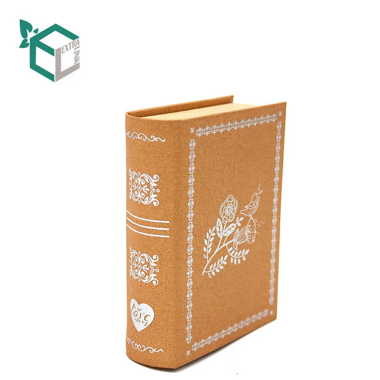 Wholesale Cheap Price High Quality Decorative Fake Book Boxes Hot Stamping Velvet Gift Box Book Shaped Packaging