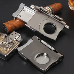 New 3 in 1 Multi Function Single Blade Cigar Cutter Scissors With 6mm 7 mm Cigar Punch Accessories