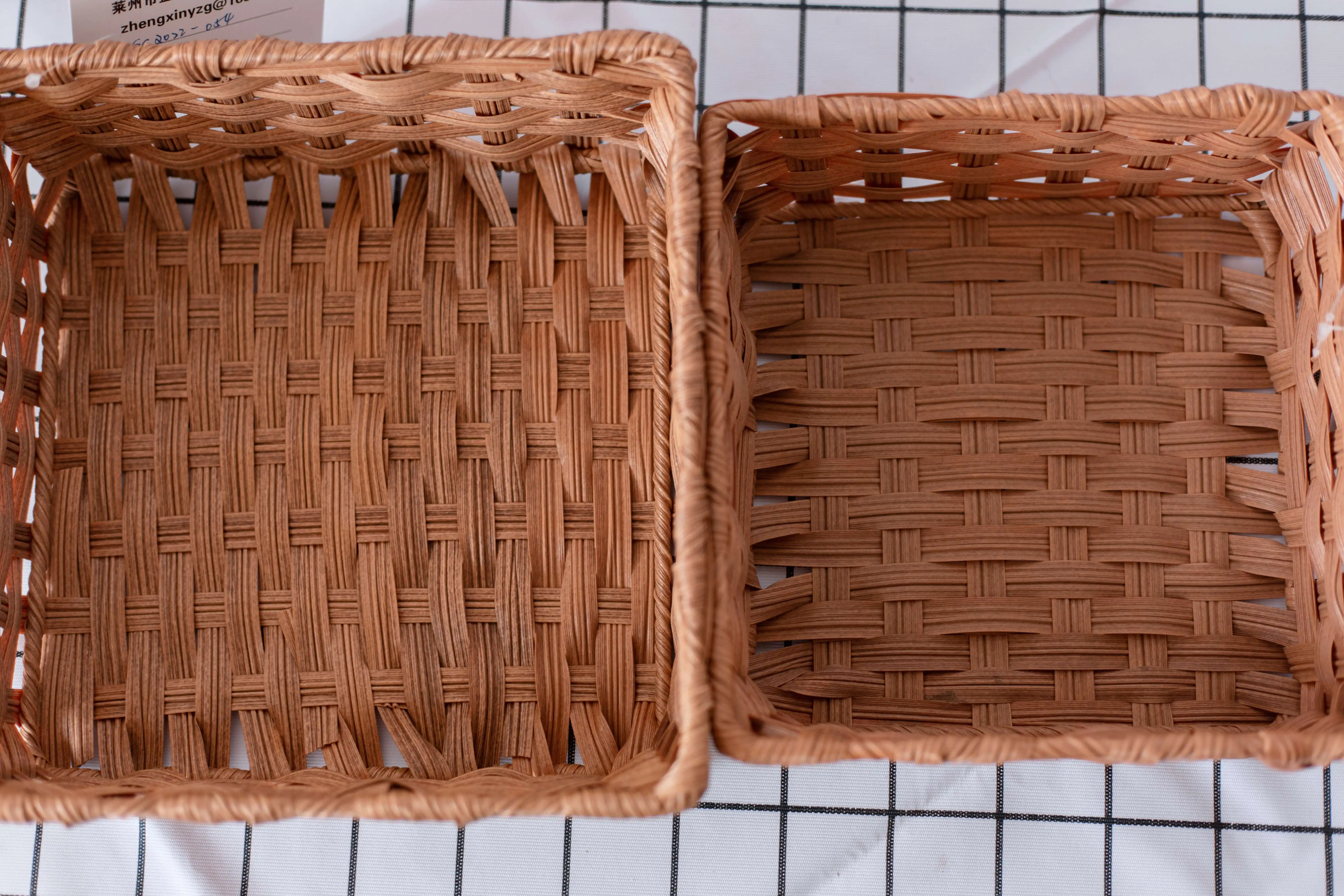 Household Grey PP rattan Plastic Woven Storage Organizing Picnic Baskets Containers with Handles