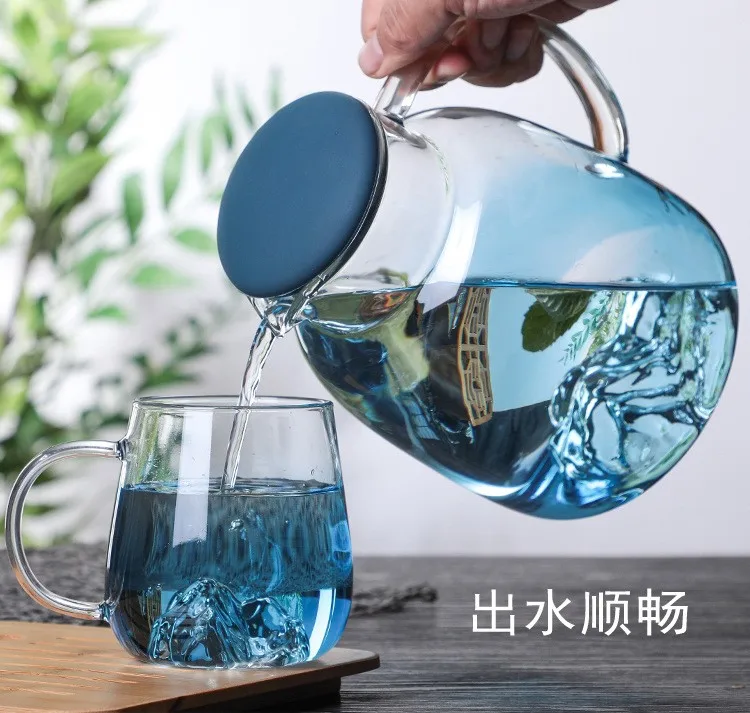 Household glass juice water jug set with cups beer glass jug glass water bottle jug with silicone sleeve