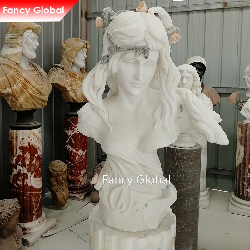 FANCY Custom Natural Stone Famous Marble Lady Head Bust Sculpture Statue