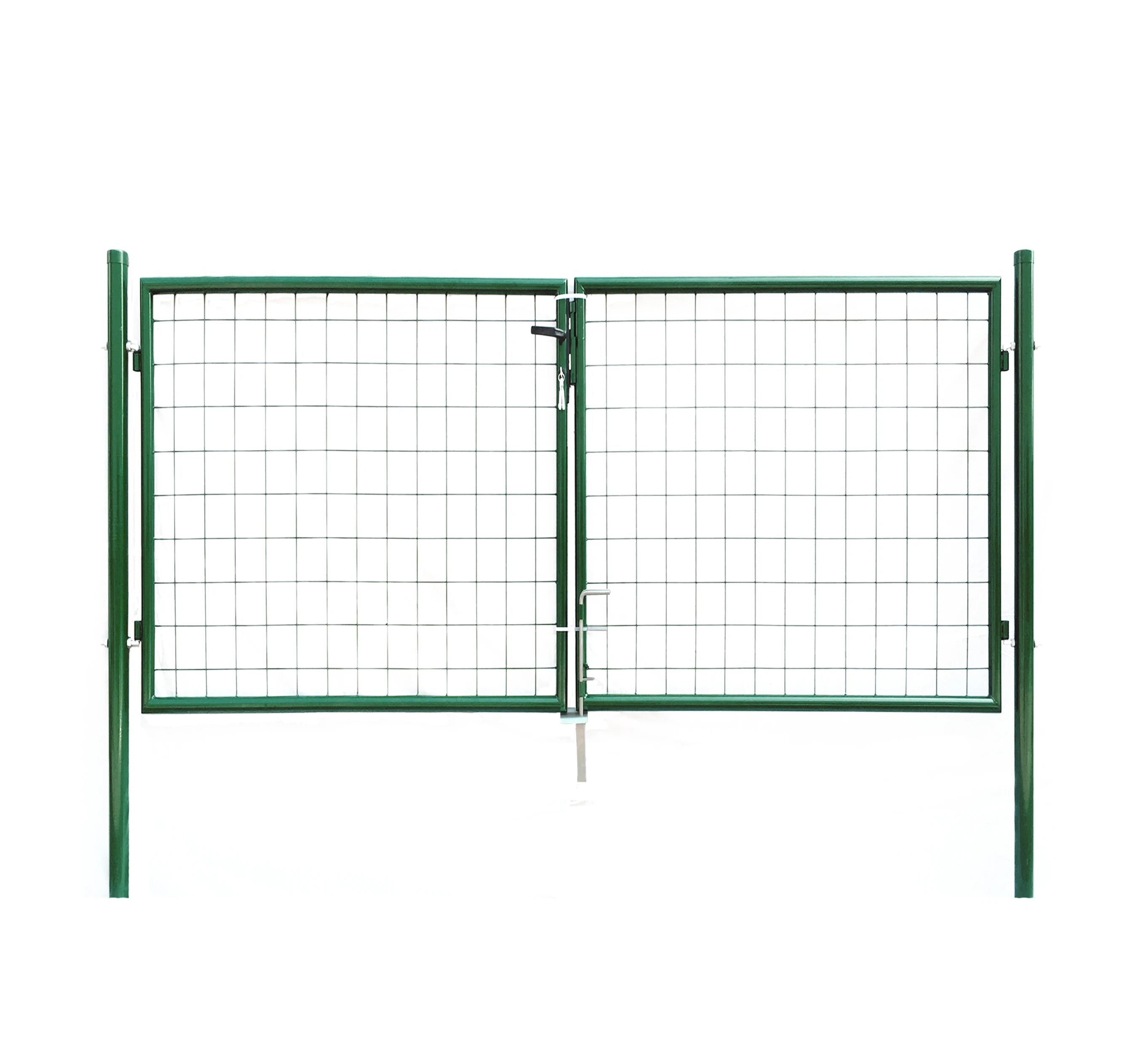 Iron Craft Wire Mesh Fence Double Gate Green Pvc Coated Europe Economy Garden With Safty Lock Round