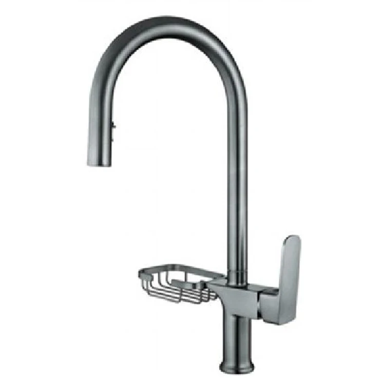 Samiyah High Quality Matte Gun Black Pull Out Sprayer Kitchen Faucet Kitchen Faucets With Brass Shelf