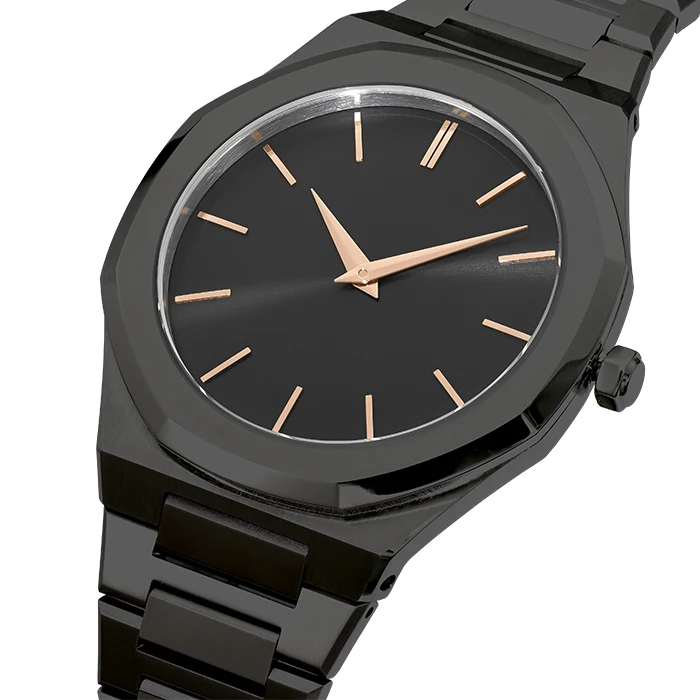 Luxury stainless steel men watch with dial customize Japanese quartz movement waterproof business slim wrist watch