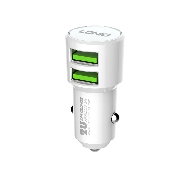 C309 5V/3.6A LED Ring 2 Port Dual USB Mini Car Charger for iPhone
