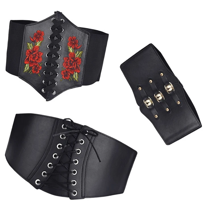 New high fashion customized women sexy waist slimming wide elastic alloy corset belt