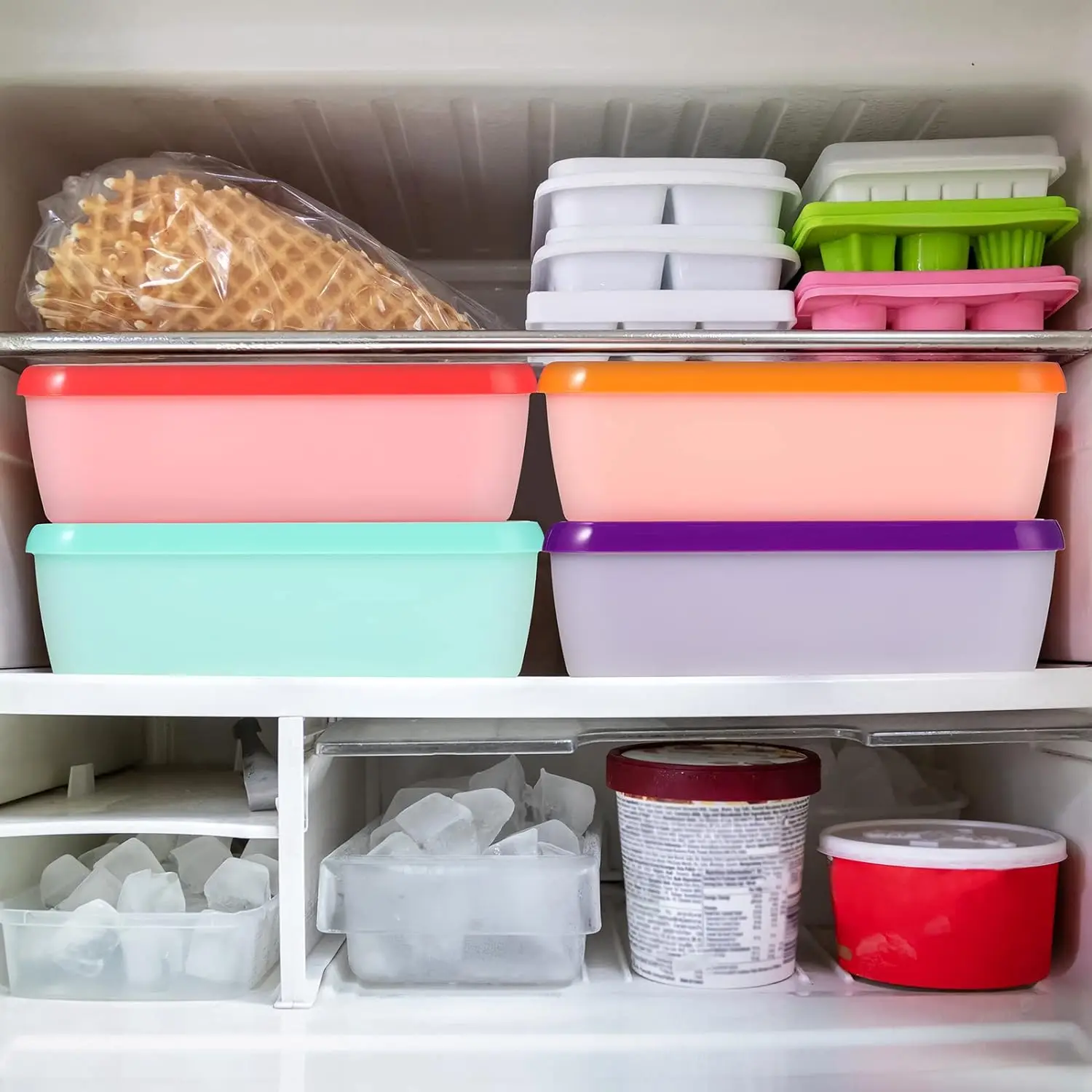 Cute Colors Large Size 1.5L Food Safe Plastic Storage Box Candy Storage Container Rectangle DIY Ice Cream Container