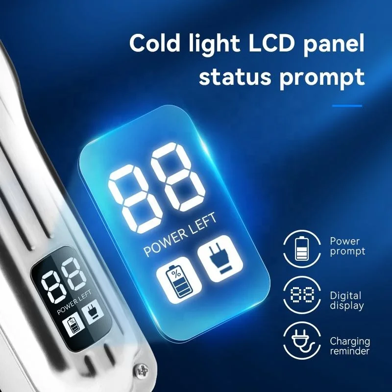 Silver Rechargeable Hair Clipper Carbon Steel Adjustable Cutter Head Trimmer