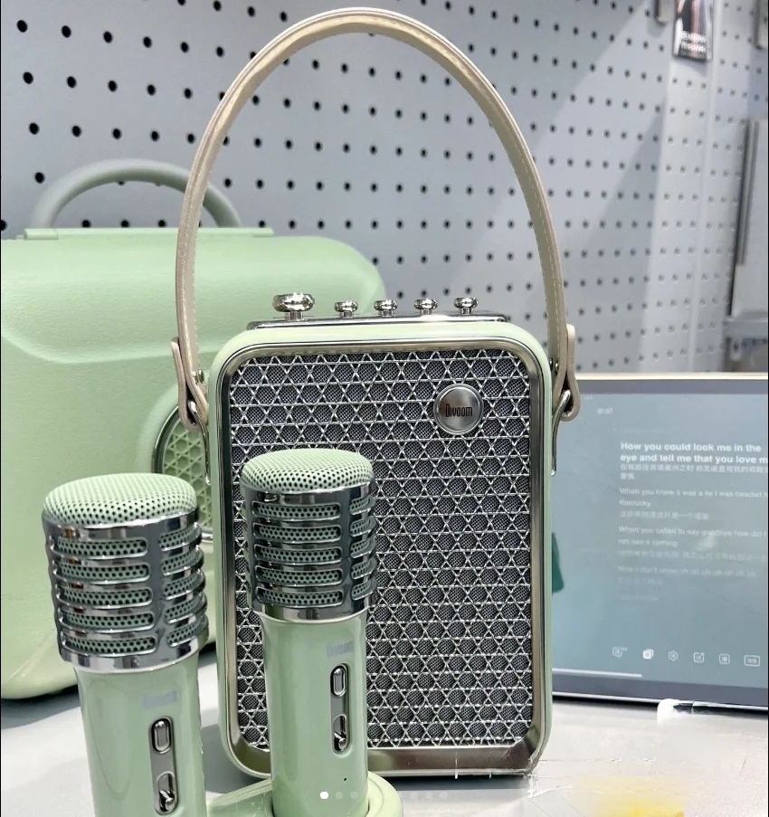 Divoom The East Songbird Blue-tooth Wireless Speaker Home KTV Sound Set Portable Karaoke Audio With Dual Wireless Microphone