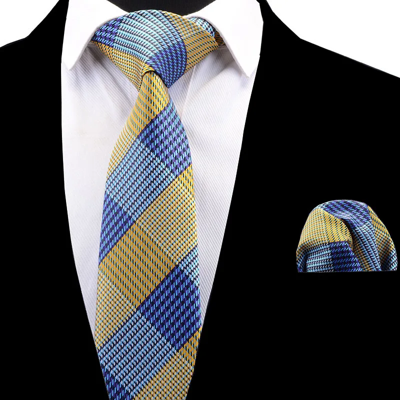 
 3,15 дюймовый набор галстуков модный дизайн в горошек клетчатый узор Карманный платок желтый синий красный  