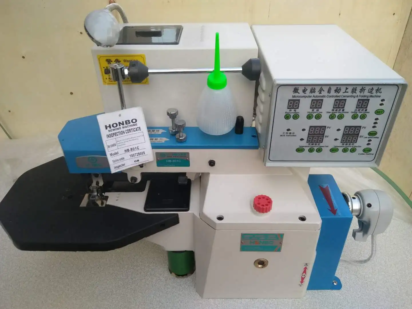 HB-801C industrial mico-computer automatic therm cementing edge folding gluing leather shoe gule machine