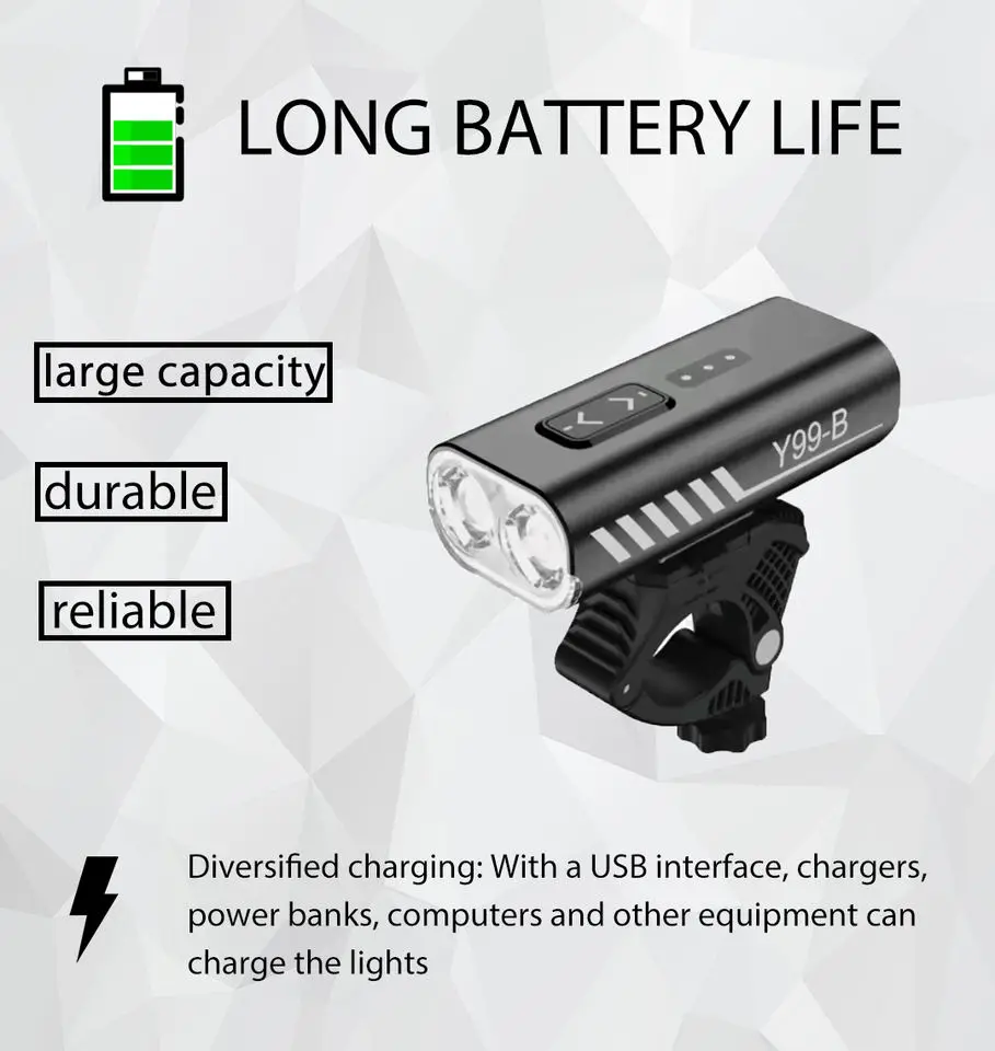 USB Rechargeable Front White Sports Led Lights For Bicycle Accessories Head Lamps 1800 Lumens Bike Front Lights Led