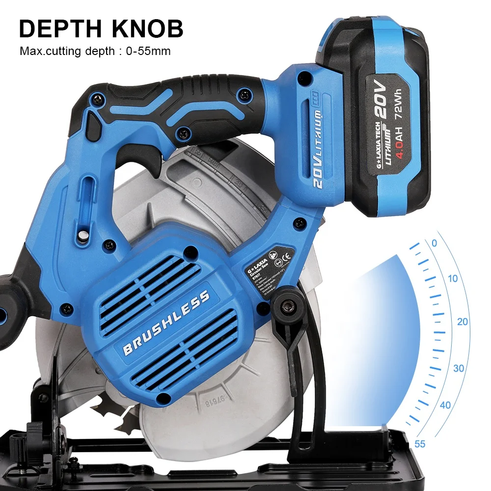 Cordless Circular Saw for Woodworking Handheld Li-Ion Powered Tool with Battery