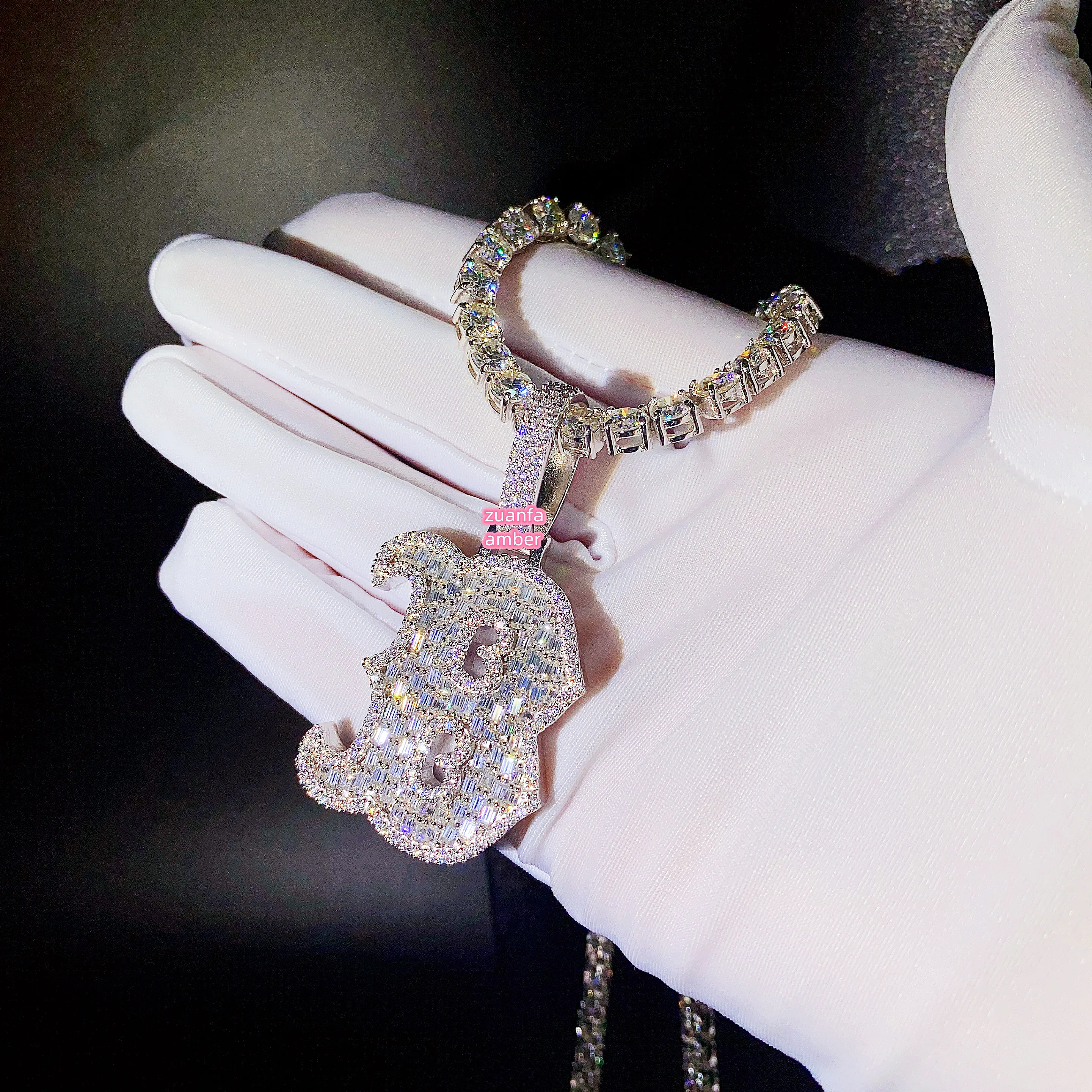 Подвеска с буквой B в стиле хип-хоп ювелирное украшение из натурального твердого золота каменной бабочкой/изумрудной лабораторной бриллиантовой Муассанит ожерелье инициалом 2022