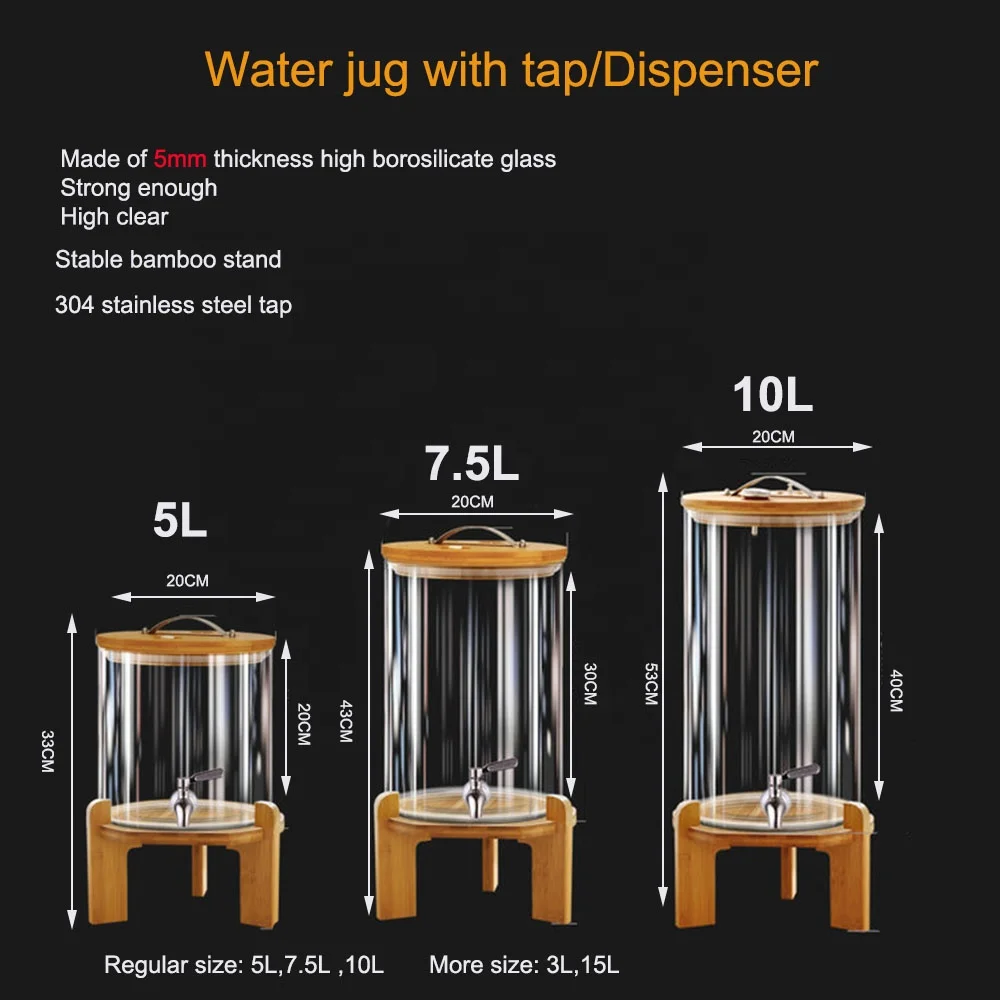 self-service beer beverage barrel Heat-resistant water glass juice jar with faucet