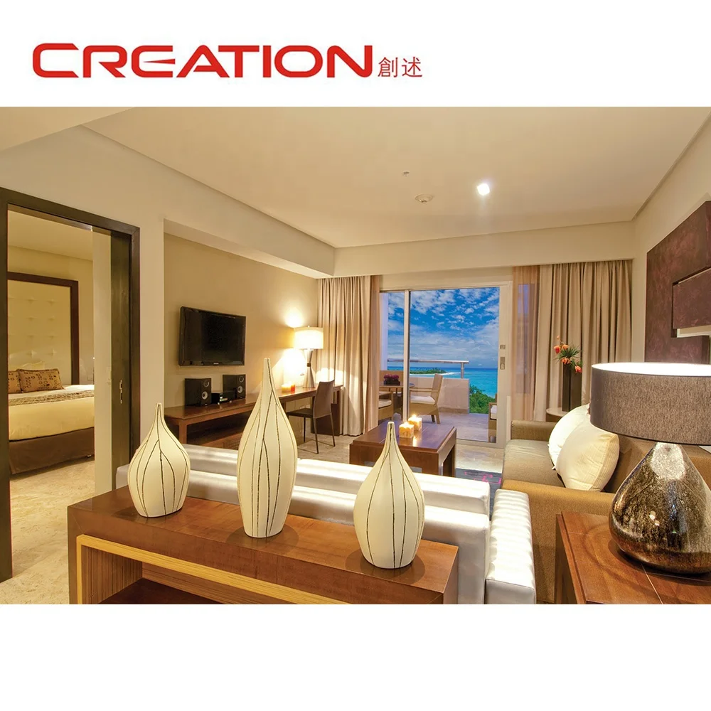 Custom complete set high quality resort hotel furniture bedroom double